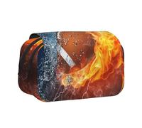 YXDVPALNE Football americano nel fuoco e nell'acqua Astuccio portapenne portatile a doppia conchiglia con cerniera