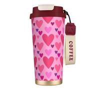 YXDVPALNE Forma d'amore rosa,Tazza da caffè in acciaio inossidabile 316 con cordino, bicchiere termico da viaggio per auto, 500 ml