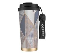 YXDVPALNE Geo Oro Rosa,Tazza da caffè in acciaio inossidabile 316 con cordino, bicchiere termico da viaggio per auto, 500 ml