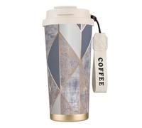 YXDVPALNE Geo Oro Rosa,Tazza da caffè in acciaio inossidabile 316 con cordino, bicchiere termico da viaggio per auto, 500 ml