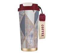 YXDVPALNE Geo Oro Rosa,Tazza da caffè in acciaio inossidabile 316 con cordino, bicchiere termico da viaggio per auto, 500 ml