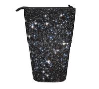 YXDVPALNE Glitter Galaxy stampato, non glitter vero,Astuccio telescopico, portapenne con supporto e astuccio con cerniera