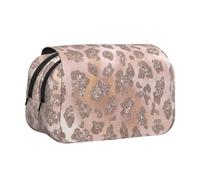 YXDVPALNE Glitter tigre oro rosa Astuccio portapenne portatile a doppia conchiglia con cerniera