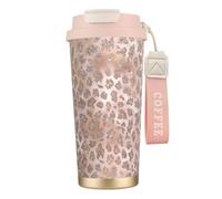 YXDVPALNE Glitter tigre oro rosa,Tazza da caffè in acciaio inossidabile 316 con cordino, bicchiere termico da viaggio per auto, 500 ml