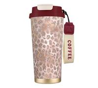 YXDVPALNE Glitter tigre oro rosa,Tazza da caffè in acciaio inossidabile 316 con cordino, bicchiere termico da viaggio per auto, 500 ml
