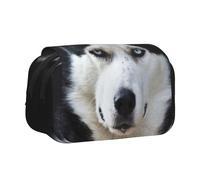YXDVPALNE Il bel muso dell'husky è un cane divertente Astuccio portapenne portatile a doppia conchiglia con cerniera