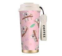 YXDVPALNE Koala, animale selvatico australiano molto carino,Tazza da caffè in acciaio inossidabile 316 con cordino, bicchiere termico da viaggio per auto, 500 ml