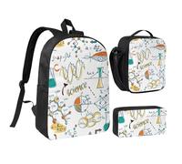 YXDVPALNE Laboratorio scientifico Educazione Biologia Chimica,Zaino per studenti, borsa per il pranzo, astuccio portapenne, set da 3 pezzi
