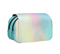 YXDVPALNE Lamina olografica con texture arcobaleno molto bella Astuccio portapenne portatile a doppia conchiglia con cerniera