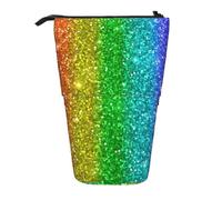 YXDVPALNE L'arcobaleno sembra con le paillettes,Astuccio telescopico, portapenne con supporto e astuccio con cerniera