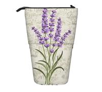 YXDVPALNE Lavanda su cartolina d'epoca,Astuccio telescopico, portapenne con supporto e astuccio con cerniera
