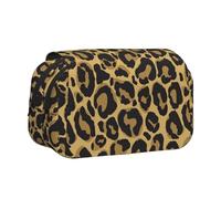 YXDVPALNE Leopardo nero giallo Astuccio portapenne portatile a doppia conchiglia con cerniera