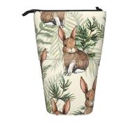 YXDVPALNE Lepre dietro la foglia,Astuccio telescopico, portapenne con supporto e astuccio con cerniera