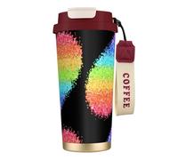 YXDVPALNE LGBT Gilter Arcobaleno Gay,Tazza da caffè in acciaio inossidabile 316 con cordino, bicchiere termico da viaggio per auto, 500 ml