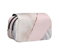 YXDVPALNE Marmo rosa oro misto unito Astuccio portapenne portatile a doppia conchiglia con cerniera