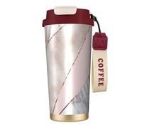 YXDVPALNE Marmo rosa oro misto unito,Tazza da caffè in acciaio inossidabile 316 con cordino, bicchiere termico da viaggio per auto, 500 ml