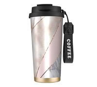 YXDVPALNE Marmo rosa oro misto unito,Tazza da caffè in acciaio inossidabile 316 con cordino, bicchiere termico da viaggio per auto, 500 ml