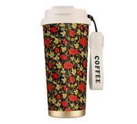 YXDVPALNE Mirtillo rosso russo tradizionale,Tazza da caffè in acciaio inossidabile 316 con cordino, bicchiere termico da viaggio per auto, 500 ml