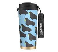 YXDVPALNE Modello animale tricheco,Tazza da caffè in acciaio inossidabile 316 con cordino, bicchiere termico da viaggio per auto, 500 ml