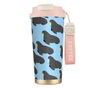 YXDVPALNE Modello animale tricheco,Tazza da caffè in acciaio inossidabile 316 con cordino, bicchiere termico da viaggio per auto, 500 ml