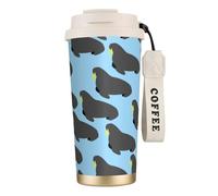 YXDVPALNE Modello animale tricheco,Tazza da caffè in acciaio inossidabile 316 con cordino, bicchiere termico da viaggio per auto, 500 ml