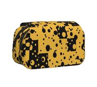 YXDVPALNE Modello astratto nero giallo Astuccio portapenne portatile a doppia conchiglia con cerniera