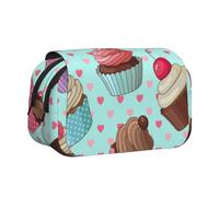 YXDVPALNE Modello di cupcake stampato Astuccio portapenne portatile a doppia conchiglia con cerniera