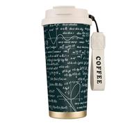 YXDVPALNE Modello di formule matematiche scritte a mano,Tazza da caffè in acciaio inossidabile 316 con cordino, bicchiere termico da viaggio per auto, 500 ml