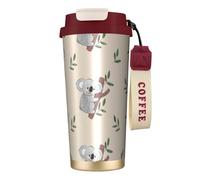 YXDVPALNE Modello di simpatici orsi koala dei cartoni animati,Tazza da caffè in acciaio inossidabile 316 con cordino, bicchiere termico da viaggio per auto, 500 ml