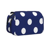 YXDVPALNE Motivo a pois blu navy Astuccio portapenne portatile a doppia conchiglia con cerniera
