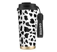 YXDVPALNE Mucca (carattere piccolo),Tazza da caffè in acciaio inossidabile 316 con cordino, bicchiere termico da viaggio per auto, 500 ml