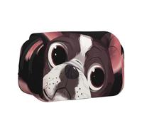 YXDVPALNE Natura del Boston Terrier Astuccio portapenne portatile a doppia conchiglia con cerniera