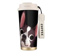 YXDVPALNE Natura del Boston Terrier,Tazza da caffè in acciaio inossidabile 316 con cordino, bicchiere termico da viaggio per auto, 500 ml