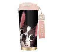 YXDVPALNE Natura del Boston Terrier,Tazza da caffè in acciaio inossidabile 316 con cordino, bicchiere termico da viaggio per auto, 500 ml