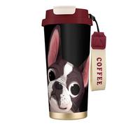 YXDVPALNE Natura del Boston Terrier,Tazza da caffè in acciaio inossidabile 316 con cordino, bicchiere termico da viaggio per auto, 500 ml