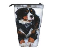 YXDVPALNE Nevicata del cane da montagna bernese,Astuccio telescopico, portapenne con supporto e astuccio con cerniera