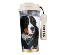 YXDVPALNE Nevicata del cane da montagna bernese,Tazza da caffè in acciaio inossidabile 316 con cordino, bicchiere termico da viaggio per auto, 500 ml