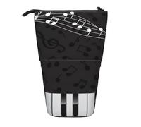 YXDVPALNE Note musicali nere per pianoforte,Astuccio telescopico, portapenne con supporto e astuccio con cerniera