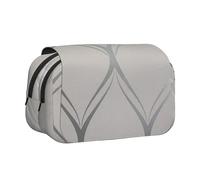 YXDVPALNE Onda Geometrica Grigio Argento Astuccio portapenne portatile a doppia conchiglia con cerniera