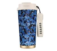 YXDVPALNE Orche assassine Mare,Tazza da caffè in acciaio inossidabile 316 con cordino, bicchiere termico da viaggio per auto, 500 ml