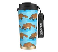 YXDVPALNE Ornitorinco australiano divertente,Tazza da caffè in acciaio inossidabile 316 con cordino, bicchiere termico da viaggio per auto, 500 ml