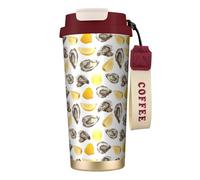 YXDVPALNE Ostriche e mandarini,Tazza da caffè in acciaio inossidabile 316 con cordino, bicchiere termico da viaggio per auto, 500 ml