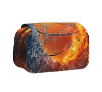 YXDVPALNE Pallacanestro nell'acqua e nel fuoco Astuccio portapenne portatile a doppia conchiglia con cerniera