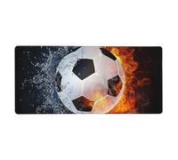 YXDVPALNE Pallone da calcio sull'acqua infuocata,Tappetino per mouse di grandi dimensioni per scrivania, per computer, tastiera e mouse, 40 x 90 cm.