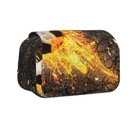 YXDVPALNE Pallone da calcio tra le fiamme del fuoco ardente Astuccio portapenne portatile a doppia conchiglia con cerniera