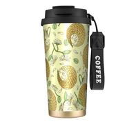 YXDVPALNE Pangolini e margherite,Tazza da caffè in acciaio inossidabile 316 con cordino, bicchiere termico da viaggio per auto, 500 ml