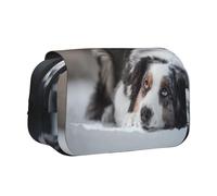 YXDVPALNE Pastore australiano invernale bianco neve grigio cani Astuccio portapenne portatile a doppia conchiglia con cerniera