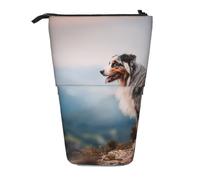 YXDVPALNE Pastore australiano Montagne Aussie Pets Cani,Astuccio telescopico, portapenne con supporto e astuccio con cerniera