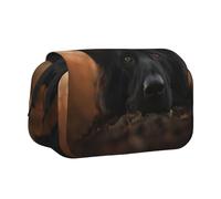 YXDVPALNE Pastore tedesco nero Bokeh autunno tedesco Astuccio portapenne portatile a doppia conchiglia con cerniera