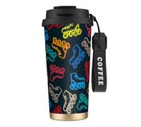 YXDVPALNE Pattini colorati e luminosi,Tazza da caffè in acciaio inossidabile 316 con cordino, bicchiere termico da viaggio per auto, 500 ml